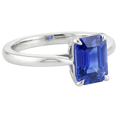 Natural Real ( Not Lab Grown )  Solitaire Ring Prong Setting Emerald Ceylon Sapphire 3 Carats