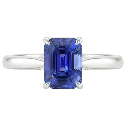 Natural Real ( Not Lab Grown )  Solitaire Ring Prong Setting Emerald Ceylon Sapphire 3 Carats