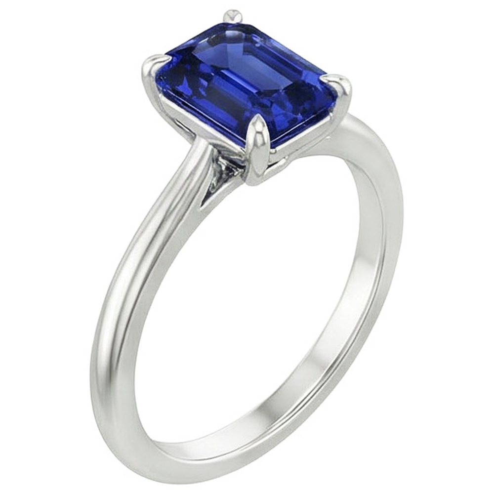 Natural Real ( Not Lab Grown )  Solitaire Ring Radiant Sri Lankan Sapphire 3 Carats