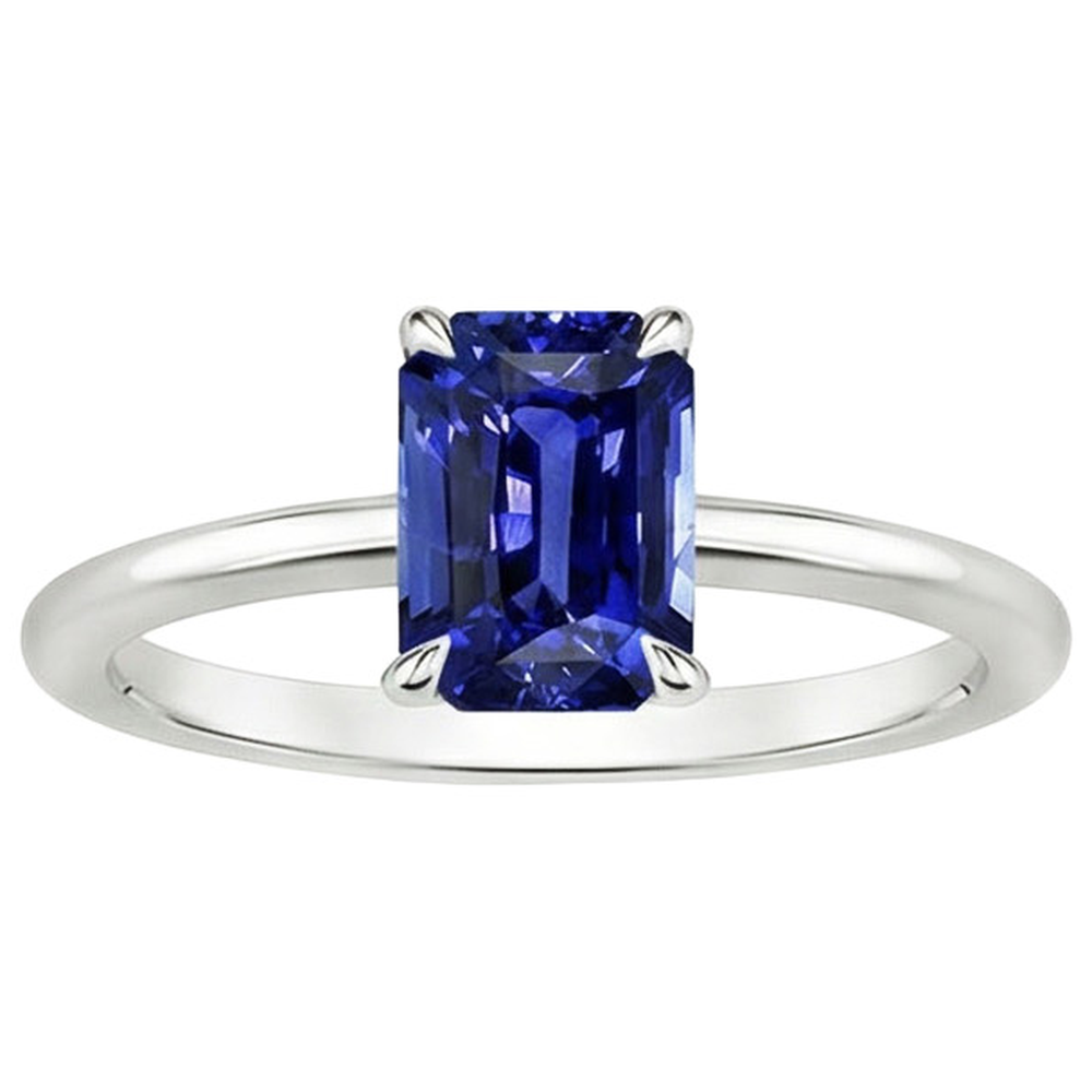 Natural Real ( Not Lab Grown )  Solitaire Ring Radiant Sri Lankan Sapphire 3 Carats