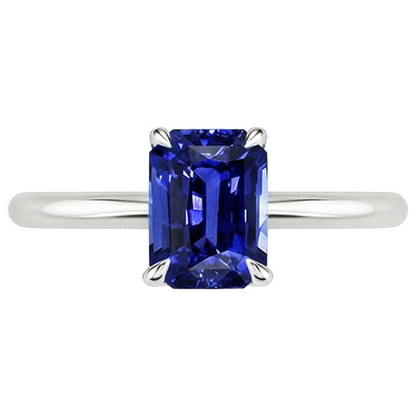 Natural Real ( Not Lab Grown )  Solitaire Ring Radiant Sri Lankan Sapphire 3 Carats