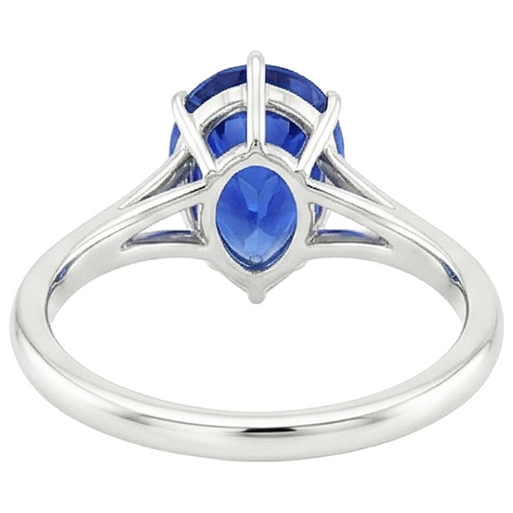 Natural Real ( Not Lab Grown )  Solitaire Ring Split Shank Pear Cut Blue Sapphire 2.50 Carats