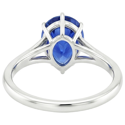 Natural Real ( Not Lab Grown )  Solitaire Ring Split Shank Pear Cut Blue Sapphire 2.50 Carats