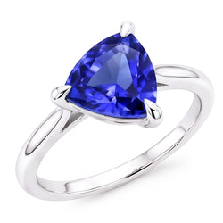 Natural Real ( Not Lab Grown )  Solitaire Ring Trillion Shaped Prong Set Blue Sapphire 1.50 Carats