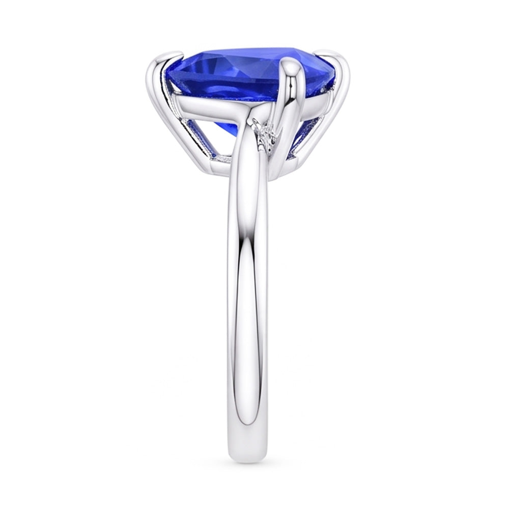 Natural Real ( Not Lab Grown )  Solitaire Ring Trillion Shaped Prong Set Blue Sapphire 1.50 Carats