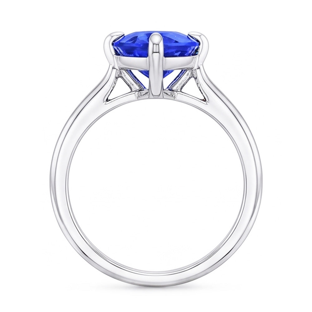 Natural Real ( Not Lab Grown )  Solitaire Ring Trillion Shaped Prong Set Blue Sapphire 1.50 Carats