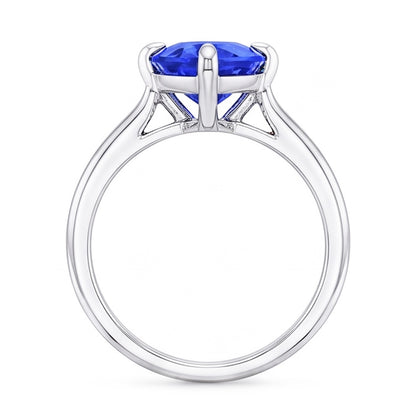 Natural Real ( Not Lab Grown )  Solitaire Ring Trillion Shaped Prong Set Blue Sapphire 1.50 Carats