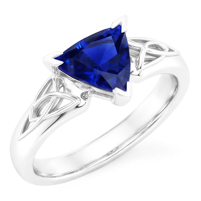 Natural Real ( Not Lab Grown )  Solitaire Ring Trillion V Prong Blue Sapphire Antique Style 2 Carats