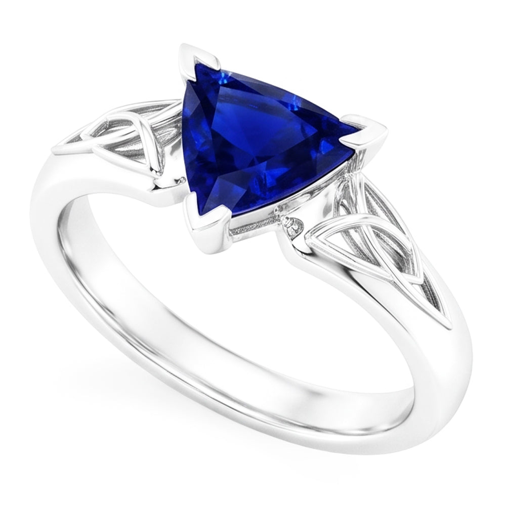 Natural Real ( Not Lab Grown )  Solitaire Ring Trillion V Prong Blue Sapphire Antique Style 2 Carats