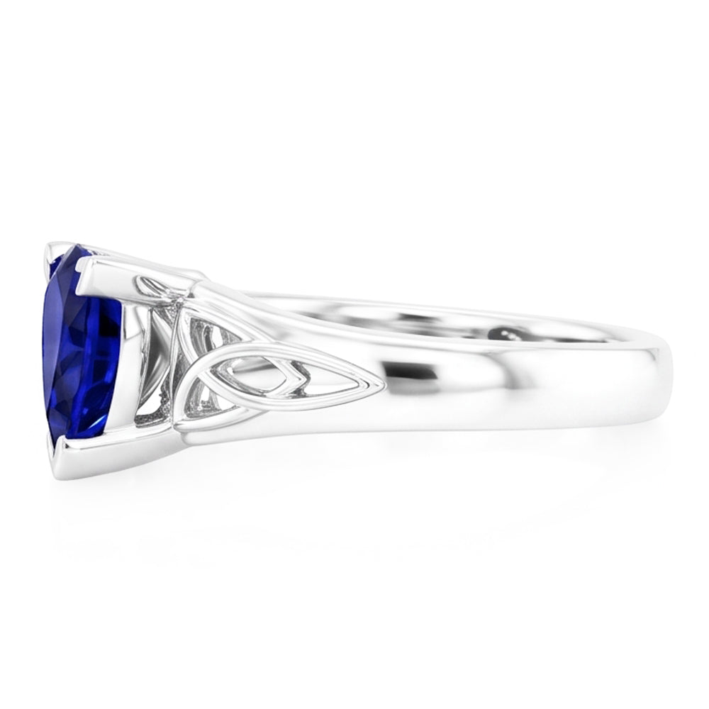 Natural Real ( Not Lab Grown )  Solitaire Ring Trillion V Prong Blue Sapphire Antique Style 2 Carats