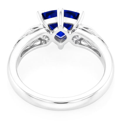 Natural Real ( Not Lab Grown )  Solitaire Ring Trillion V Prong Blue Sapphire Antique Style 2 Carats