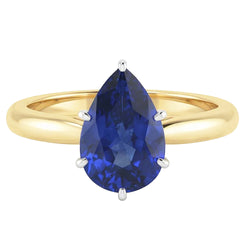 Natural Sapphire Ring 3ct - Two Tone 14K Gold