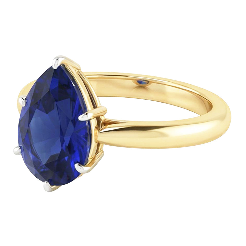 natural pear sapphire 3ct ring top view