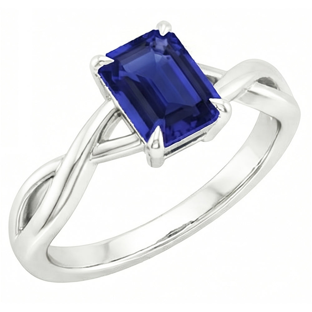 Natural Real ( Not Lab Grown )  Solitaire Ring White Gold 14K Emerald Blue Sapphire 3 Carats