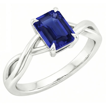 Natural Real ( Not Lab Grown )  Solitaire Ring White Gold 14K Emerald Blue Sapphire 3 Carats