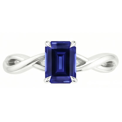Natural Real ( Not Lab Grown )  Solitaire Ring White Gold 14K Emerald Blue Sapphire 3 Carats