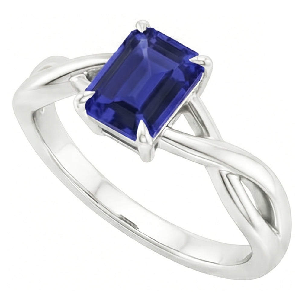 Natural Real ( Not Lab Grown )  Solitaire Ring White Gold 14K Emerald Blue Sapphire 3 Carats