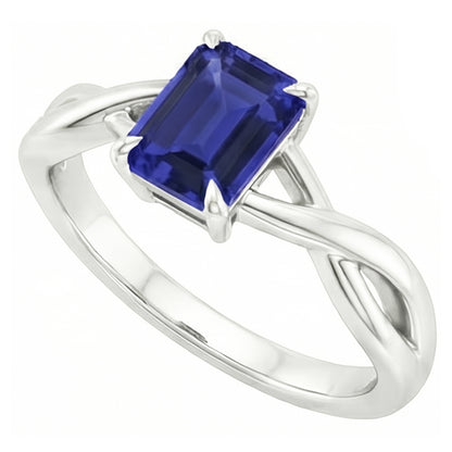 Natural Real ( Not Lab Grown )  Solitaire Ring White Gold 14K Emerald Blue Sapphire 3 Carats