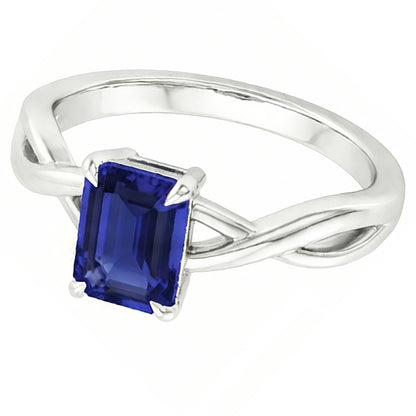 Natural Real ( Not Lab Grown )  Solitaire Ring White Gold 14K Emerald Blue Sapphire 3 Carats