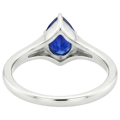 Natural Real ( Not Lab Grown )  Solitaire Ring White Gold 14K Pear Blue Sapphire 3.50 Carats