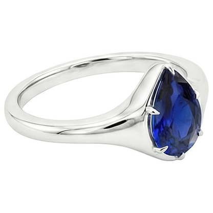 Natural Real ( Not Lab Grown )  Solitaire Ring White Gold 14K Pear Blue Sapphire 3.50 Carats