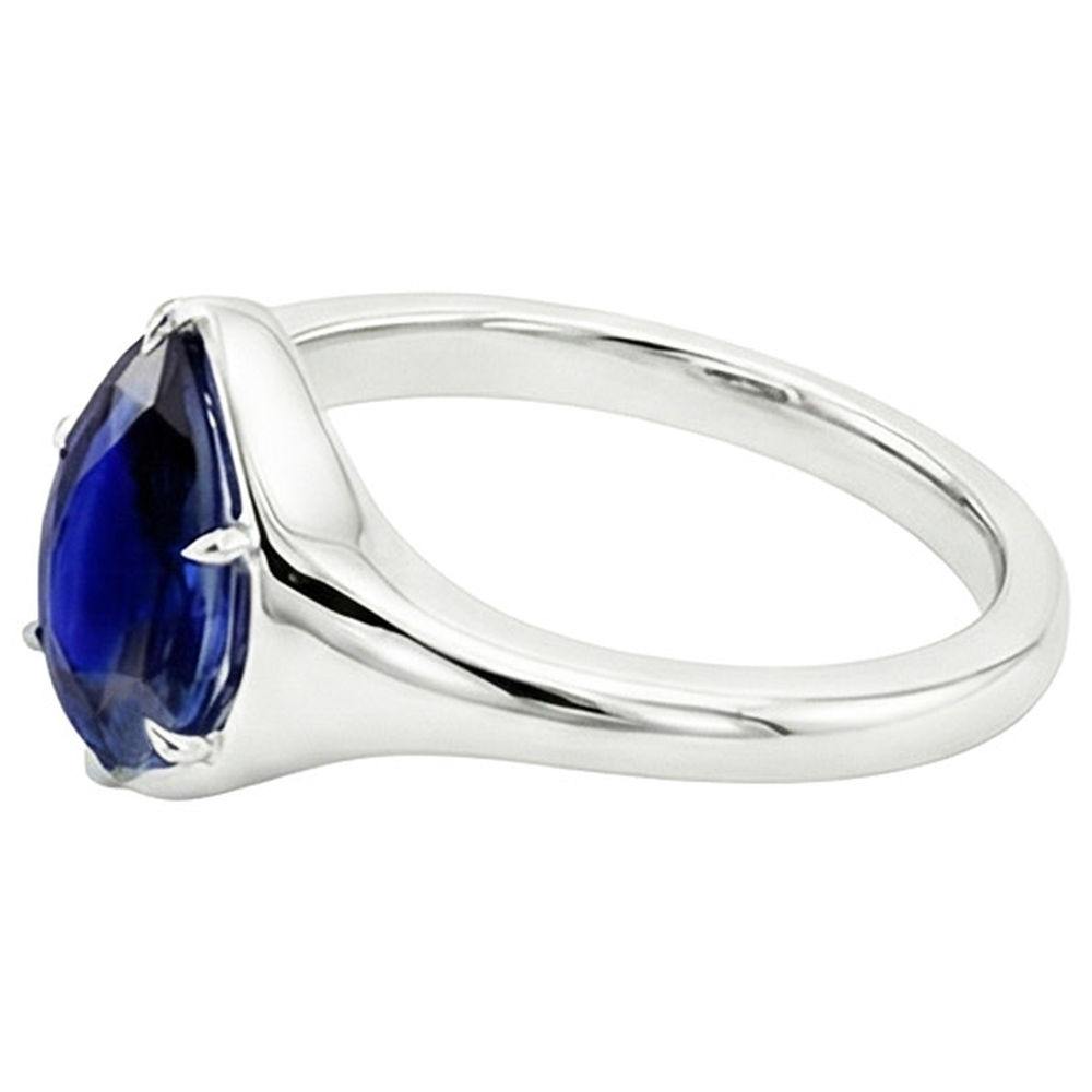 Natural Real ( Not Lab Grown )  Solitaire Ring White Gold 14K Pear Blue Sapphire 3.50 Carats