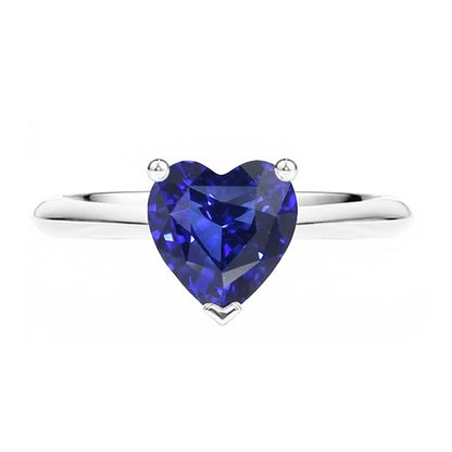 Natural Real ( Not Lab Grown )  Solitaire Ring White Gold Ceylon Sapphire Heart Shaped 2.50 Carats