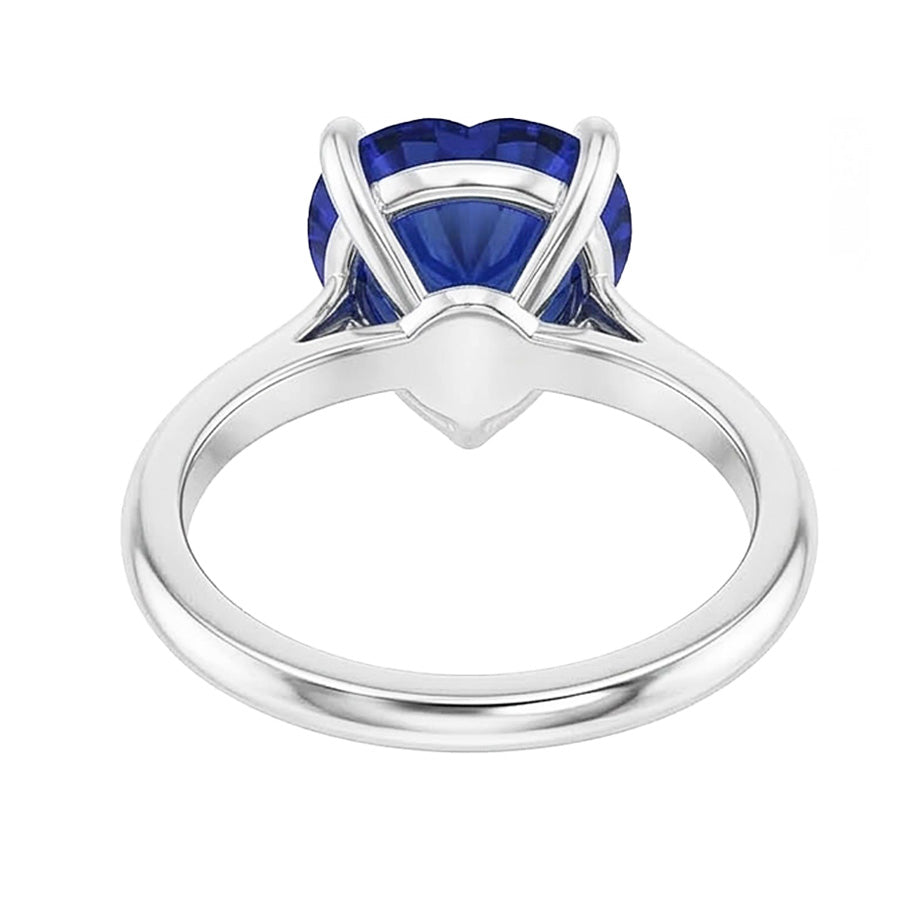 Natural Real ( Not Lab Grown )  Solitaire Ring White Gold Ceylon Sapphire Heart Shaped 2.50 Carats