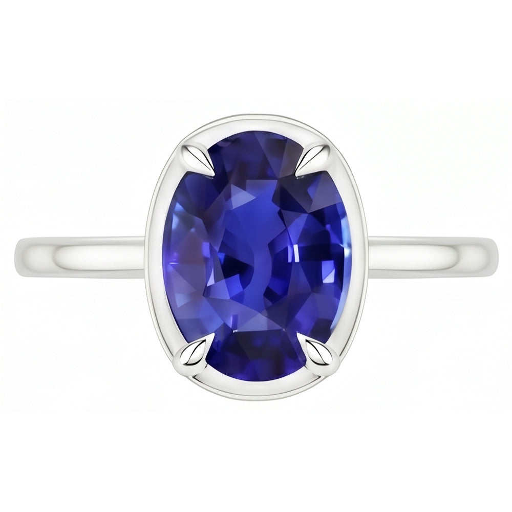 Natural Real ( Not Lab Grown )  Solitaire Ring White Gold Oval Sri Lankan Sapphire 2 Carats