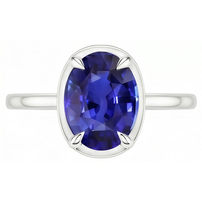 Natural Real ( Not Lab Grown )  Solitaire Ring White Gold Oval Sri Lankan Sapphire 2 Carats