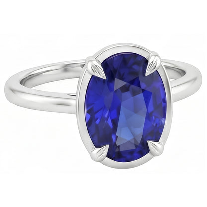 Natural Real ( Not Lab Grown )  Solitaire Ring White Gold Oval Sri Lankan Sapphire 2 Carats