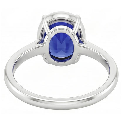 Natural Real ( Not Lab Grown )  Solitaire Ring White Gold Oval Sri Lankan Sapphire 2 Carats