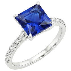 Natural Sapphire Ring 6ct - White Gold 14K