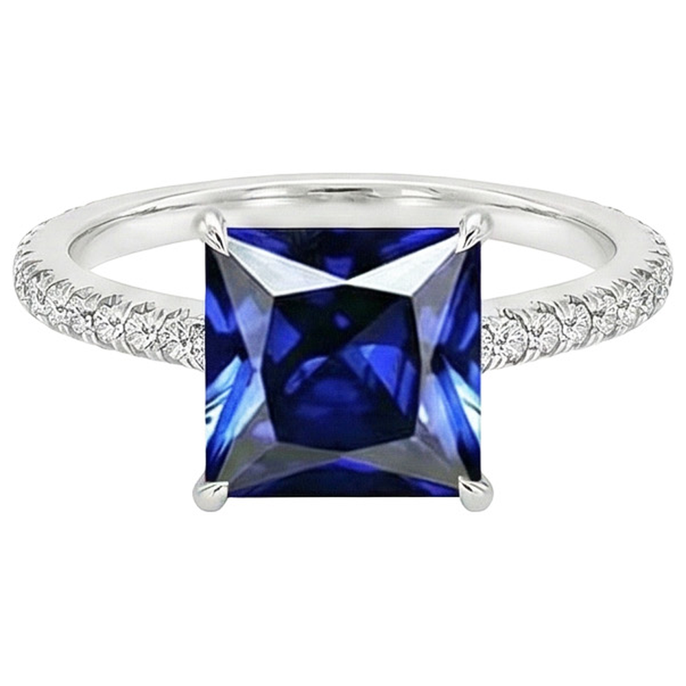 natural round sapphire 6ct ring close up detail