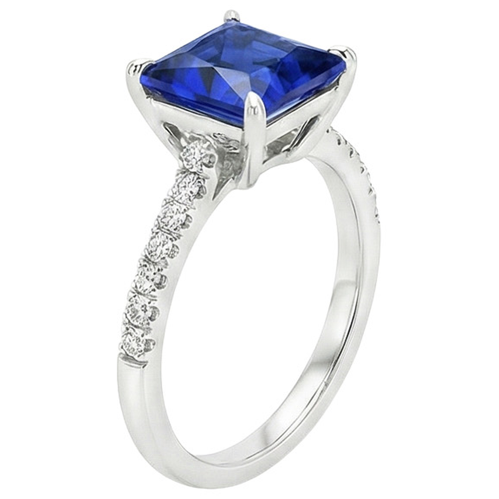 natural round sapphire 6ct ring profile view
