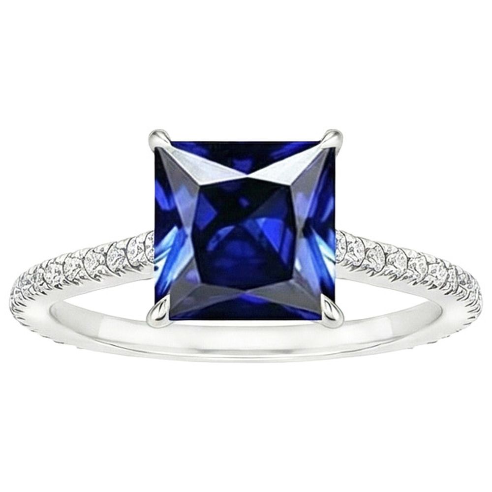 natural round sapphire 6ct ring top view