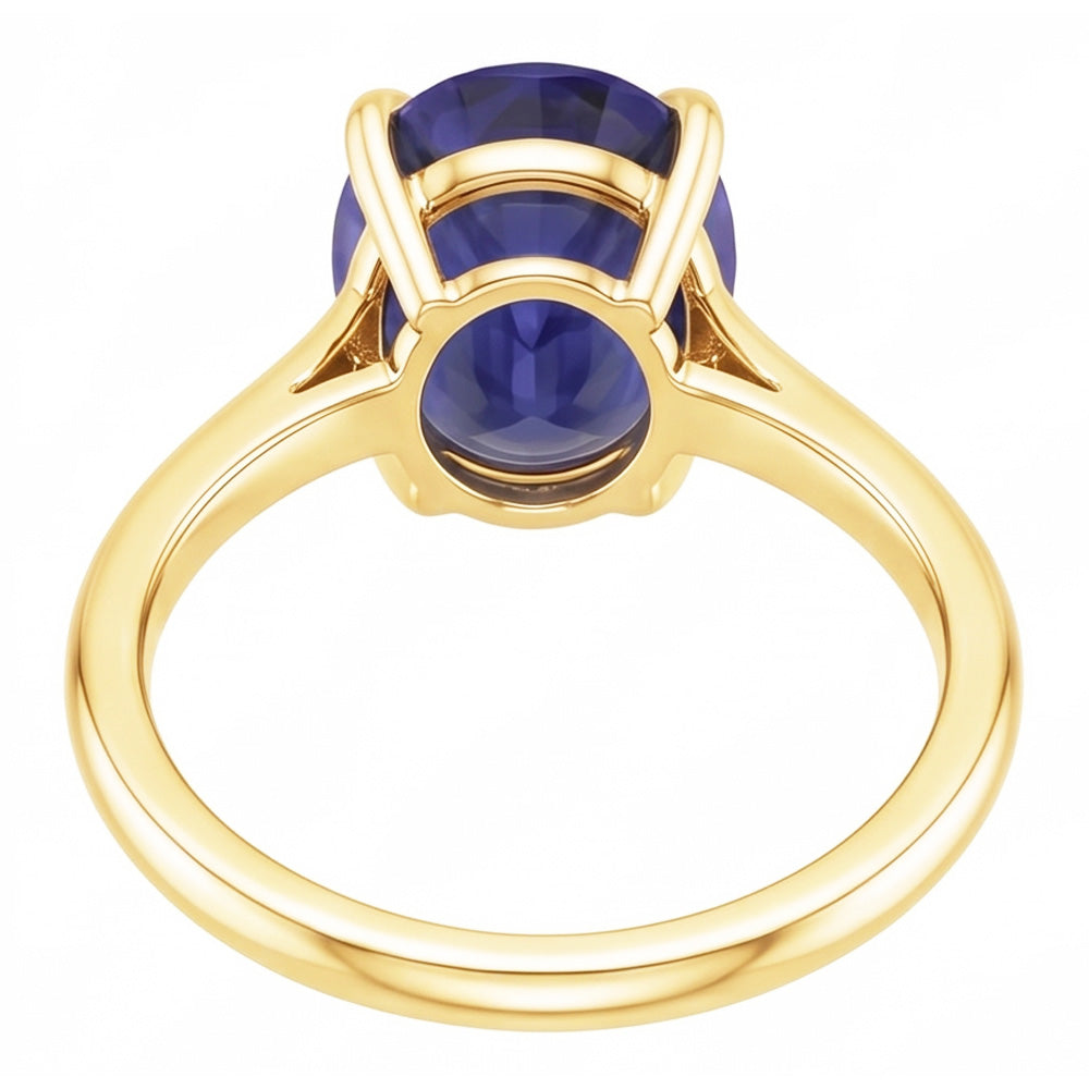 Natural Real ( Not Lab Grown )  Solitaire Ring Yellow Gold Oval Sri Lankan Sapphire 3.50 Carats