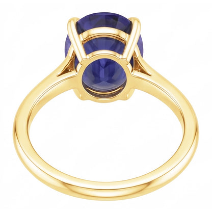 Natural Real ( Not Lab Grown )  Solitaire Ring Yellow Gold Oval Sri Lankan Sapphire 3.50 Carats