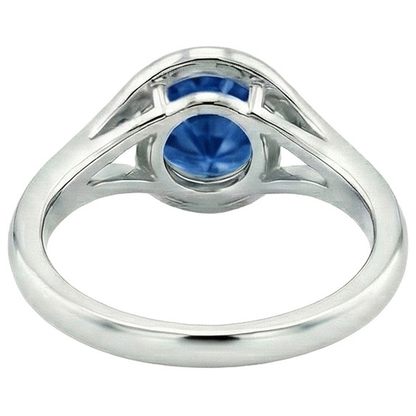 Natural Real ( Not Lab Grown )  Solitaire Round Blue Sapphire Ring Prong Set Split Shank Gold 2 Carats