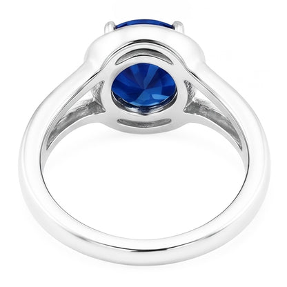 Natural Real ( Not Lab Grown )  Solitaire Round Blue Sapphire Ring Prong Set Split Shank Gold 2 Carats