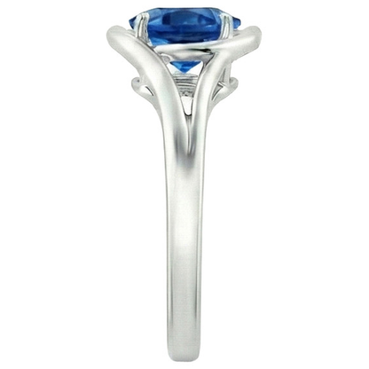 Natural Real ( Not Lab Grown )  Solitaire Round Blue Sapphire Ring Prong Set Split Shank Gold 2 Carats