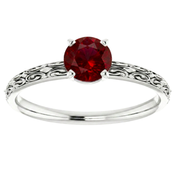 Natural Real ( Not Lab Grown )  Solitaire Ruby Antique Style Ring 1.50 Carats White Gold 14K