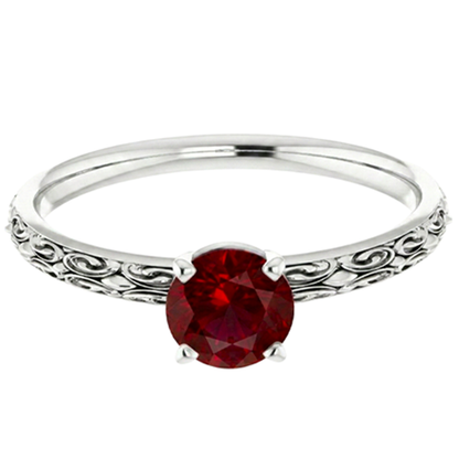Natural Real ( Not Lab Grown )  Solitaire Ruby Antique Style Ring 1.50 Carats White Gold 14K
