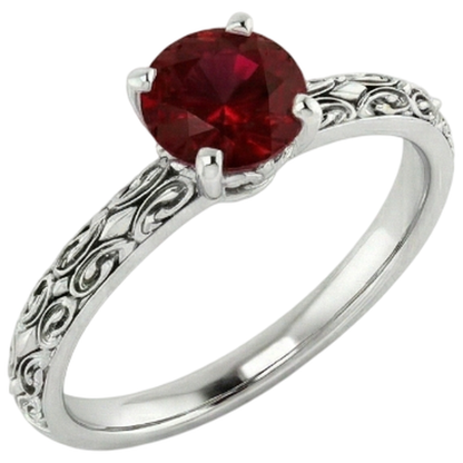 Natural Real ( Not Lab Grown )  Solitaire Ruby Antique Style Ring 1.50 Carats White Gold 14K