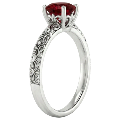 Natural Real ( Not Lab Grown )  Solitaire Ruby Antique Style Ring 1.50 Carats White Gold 14K