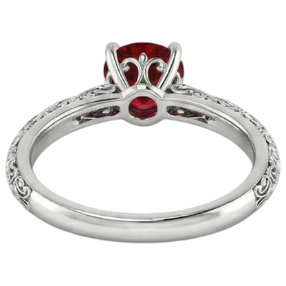 Natural Real ( Not Lab Grown )  Solitaire Ruby Antique Style Ring 1.50 Carats White Gold 14K
