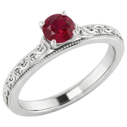 Natural Real ( Not Lab Grown )  Solitaire Ruby Ring 0.75 Carats Antique Style New