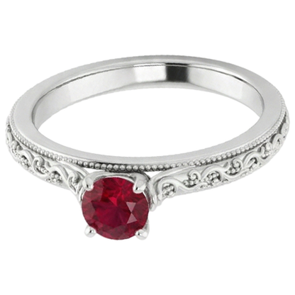 Natural Real ( Not Lab Grown )  Solitaire Ruby Ring 0.75 Carats Antique Style New