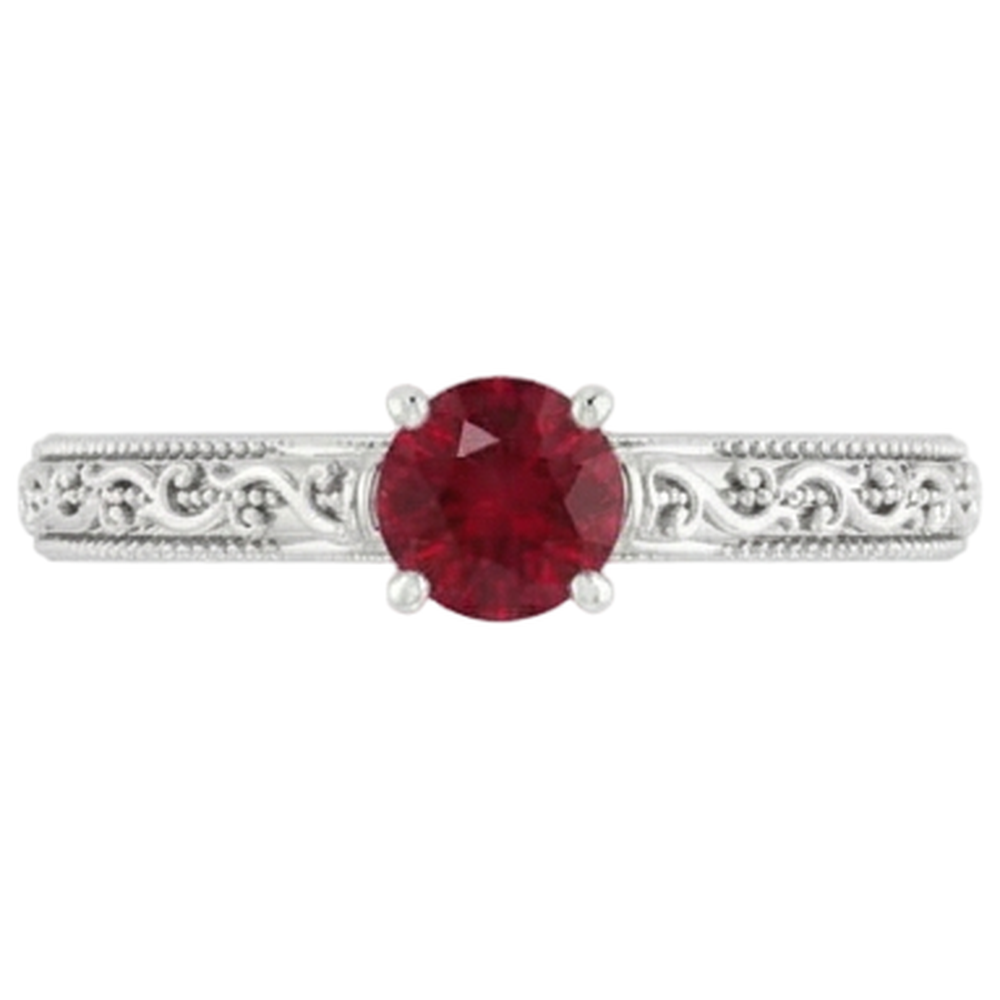 Natural Real ( Not Lab Grown )  Solitaire Ruby Ring 0.75 Carats Antique Style New