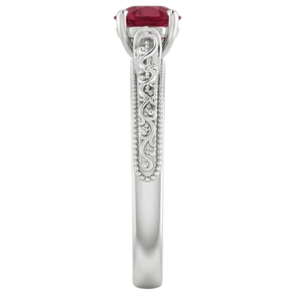 Natural Real ( Not Lab Grown )  Solitaire Ruby Ring 0.75 Carats Antique Style New